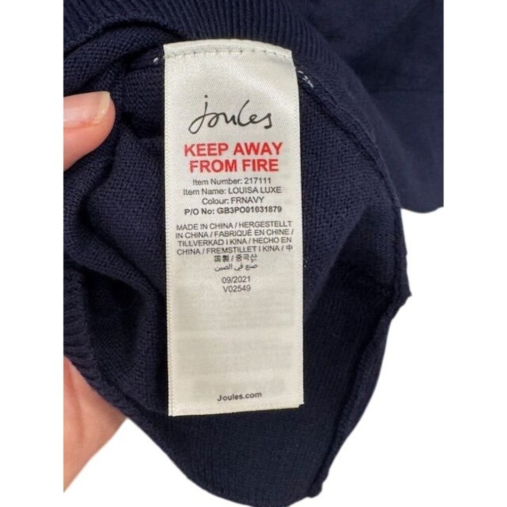 NWT Joules Womens Size 14 Navy Cotton Duck Umbrella Cardigan With Yellow Trim - Picture 10 of 13